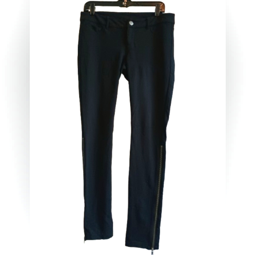 Black Women's Slim Zip-Trim Pants